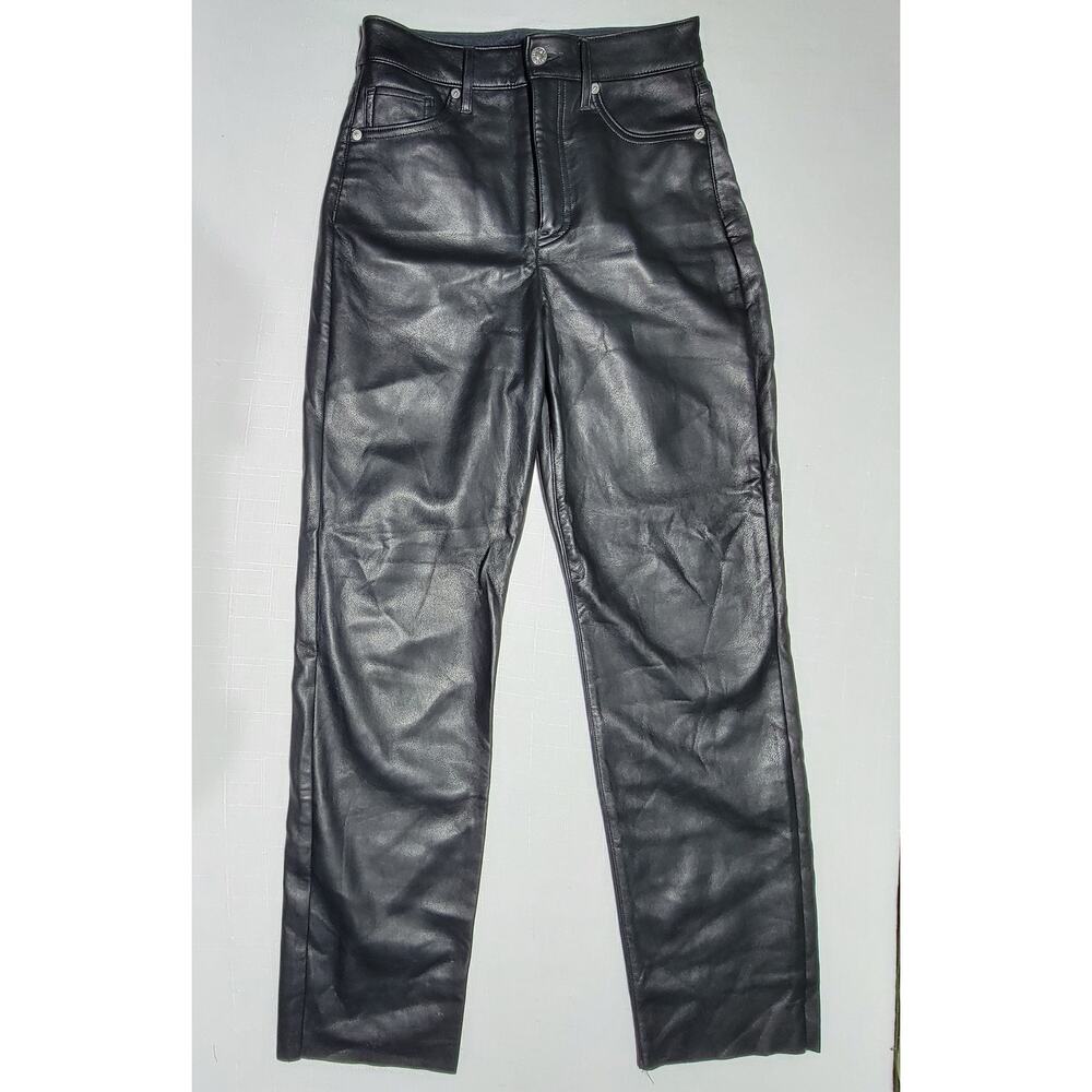 Express Super High Waisted Faux Leather Modern Straight Pant Size 2 R